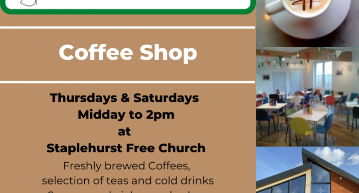 Coffee Shop now open Thursday & Saturday 12 - 2pm