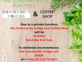 Community Fridge will be closed 2nd July but open on Friday 1st July 12-2pm instead!